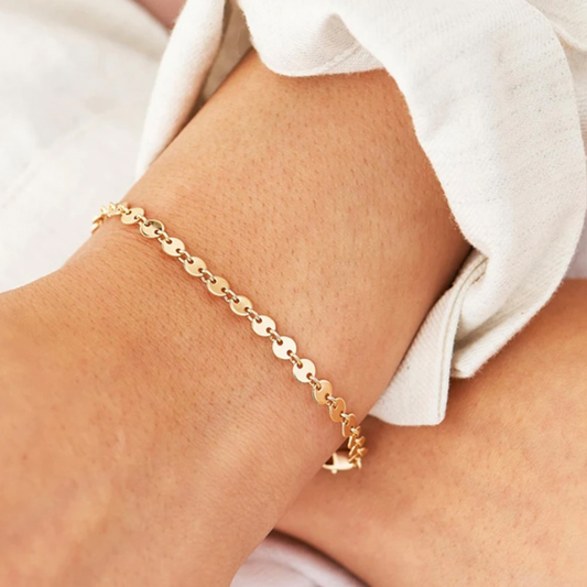 Matching Gold Coin Waterproof Bracelet Set of 2