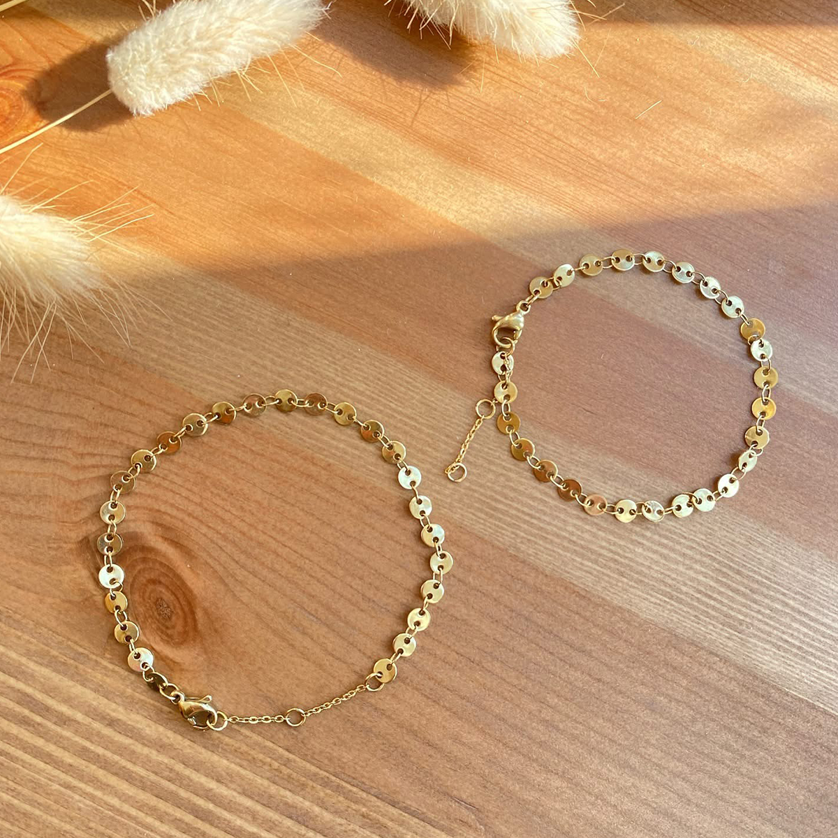 Matching Gold Coin Waterproof Bracelet Set of 2