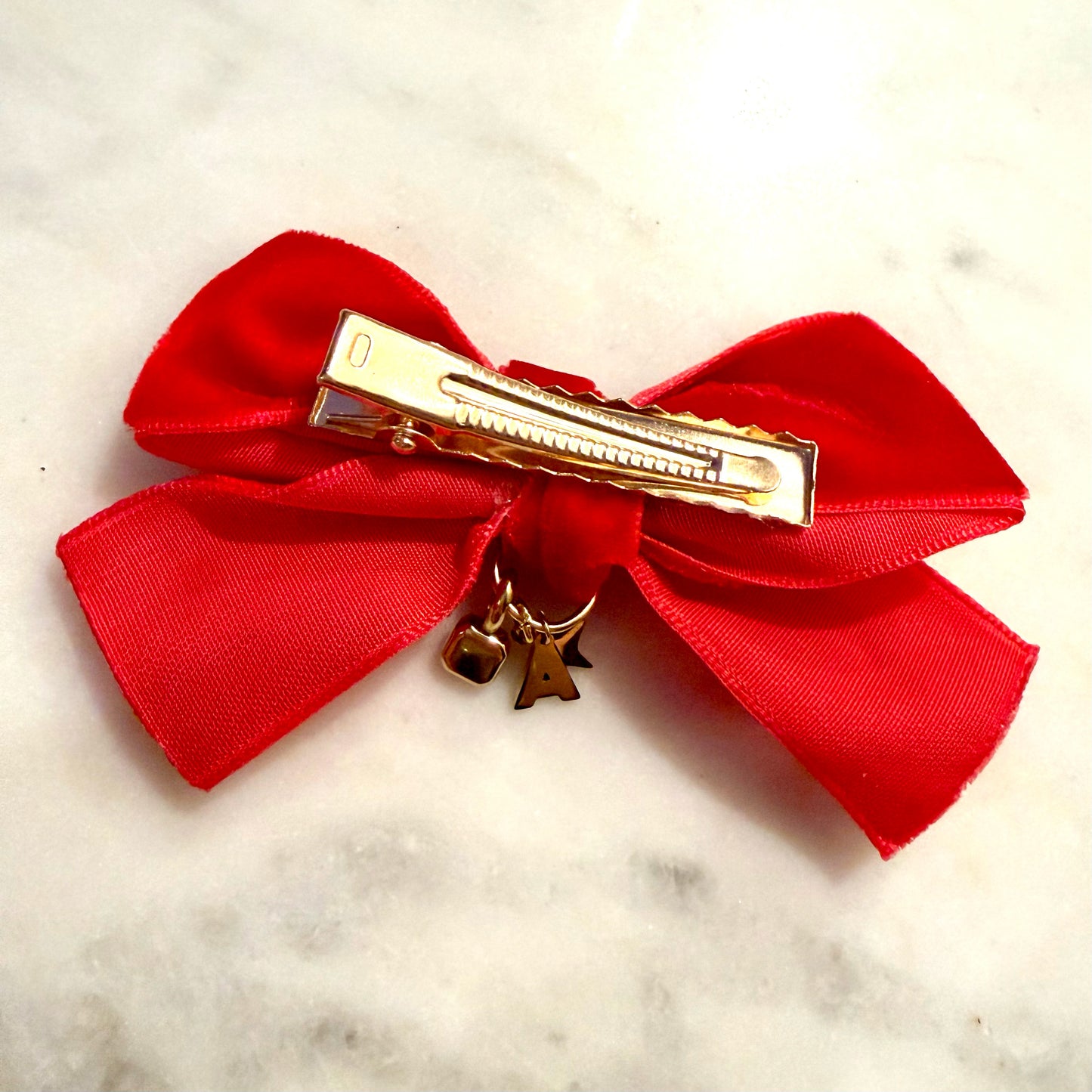 Personalised Charmed Velvet Bow Hair Clip