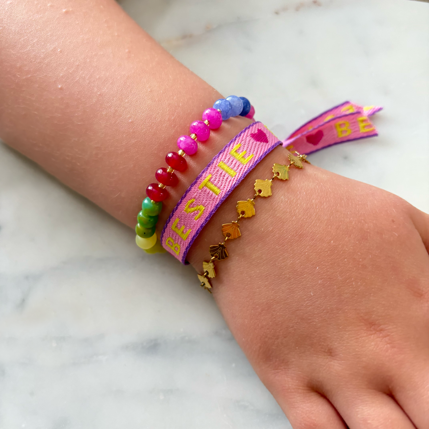Matching Semi-Precious Rainbow Gemstone Bracelets