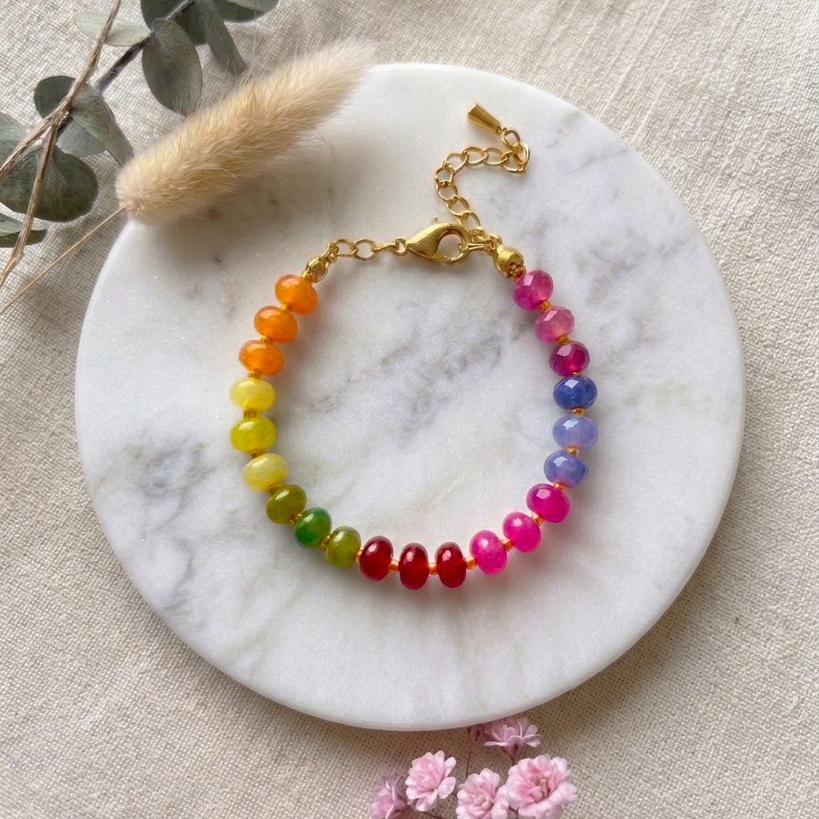 Matching Semi-Precious Rainbow Gemstone Bracelets