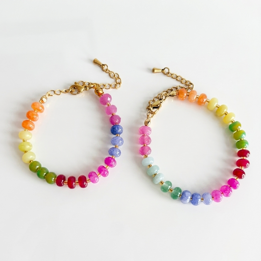 Matching Semi-Precious Rainbow Gemstone Bracelets