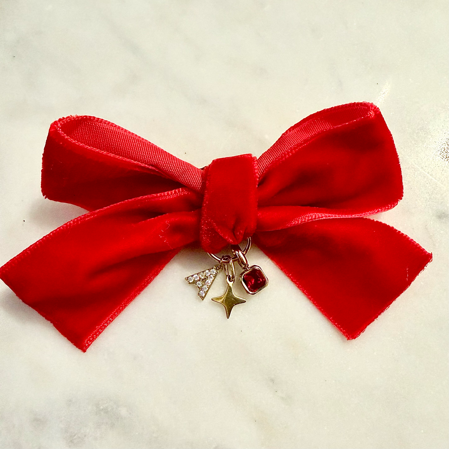 Personalised Charmed Velvet Bow Hair Clip
