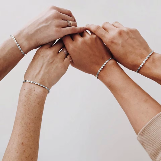 Matching Silver Coin Waterproof Bracelet Set of 2